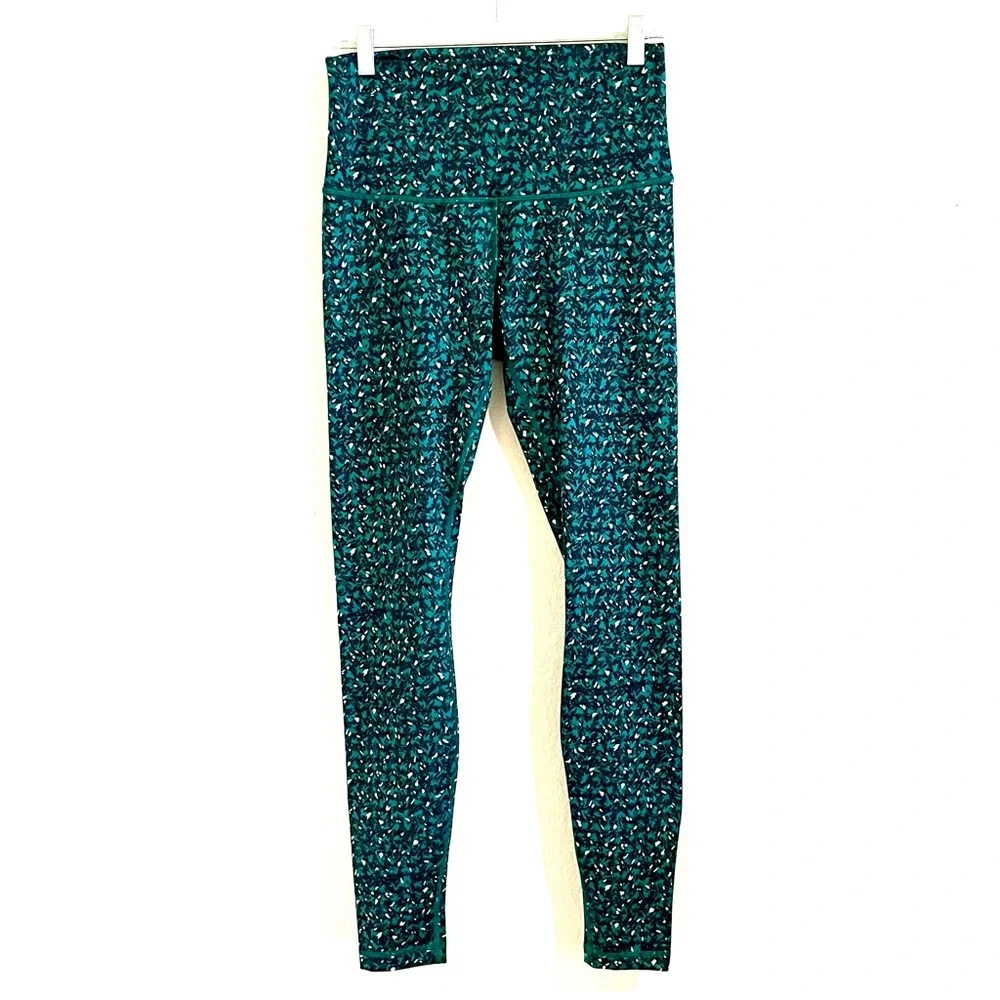 lululemon athletica Teal & Black Printed High-Rise Leggings